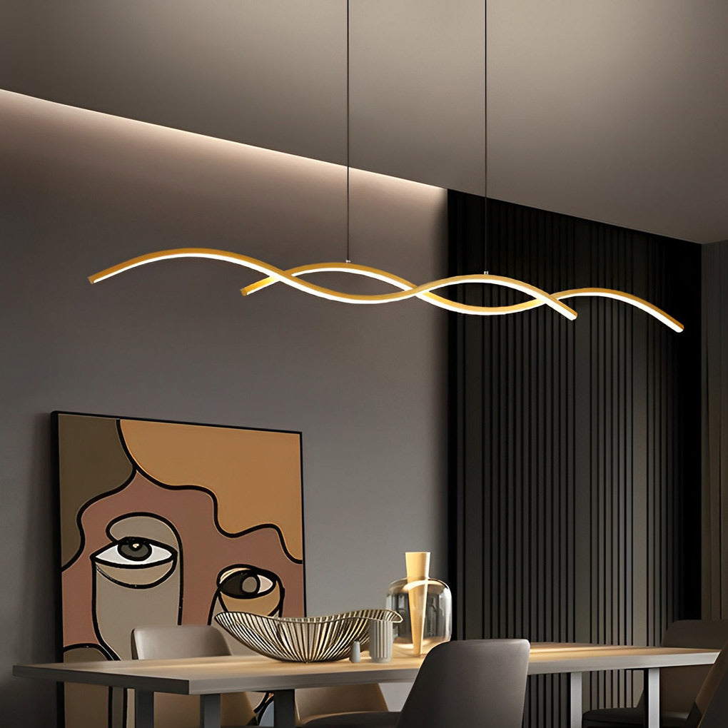 Wavy Lines Minimalist LED Ins Nordic Dining Room Chandeliers Hanging Lamp