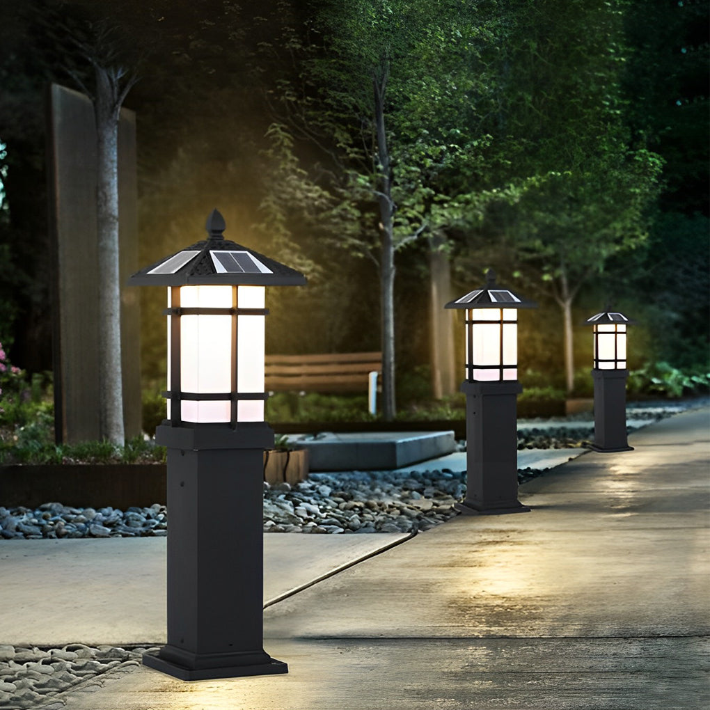 Waterproof LED Intelligent Black Modern Solar Lawn Lamp Outdoor Lights - Dazuma