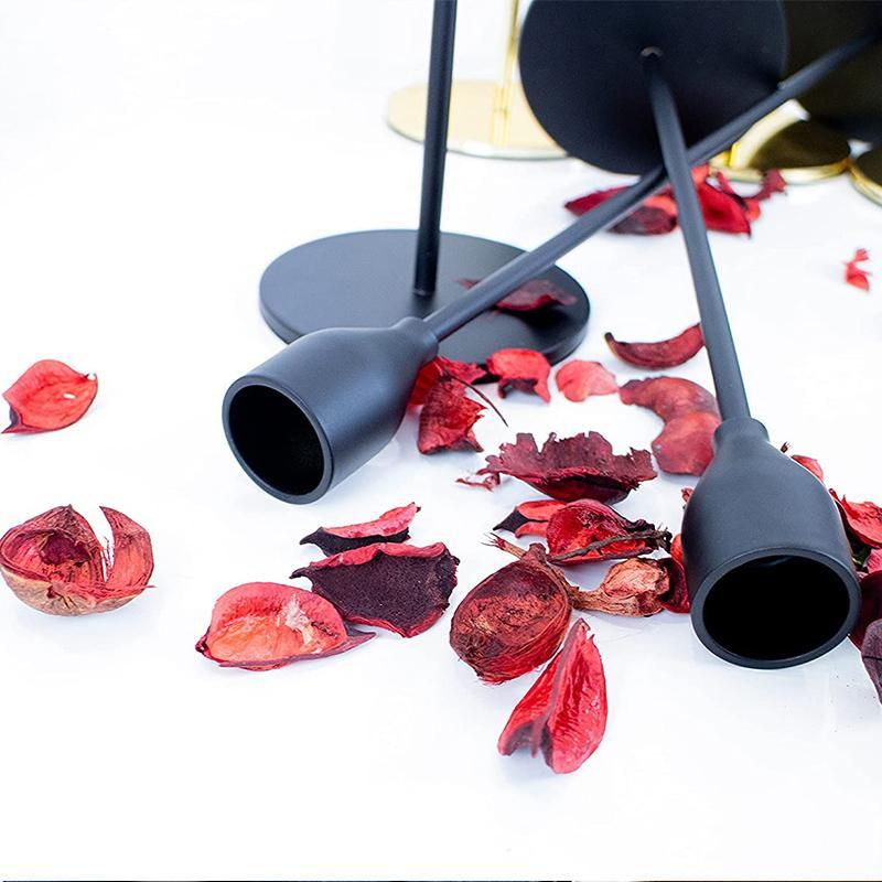 Black Candle Holders Taper Candlestick Holder Set of 3