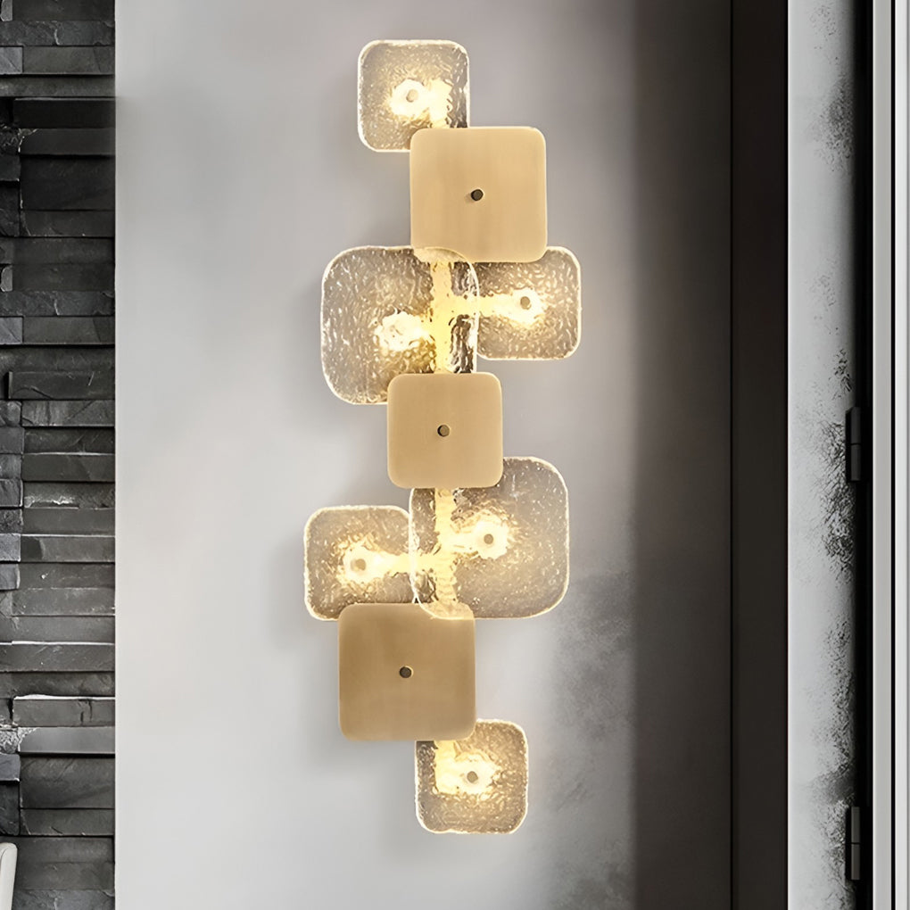 Creative Rounded Square Glass Copper LED Modern Wall Sconce Lighting - Dazuma