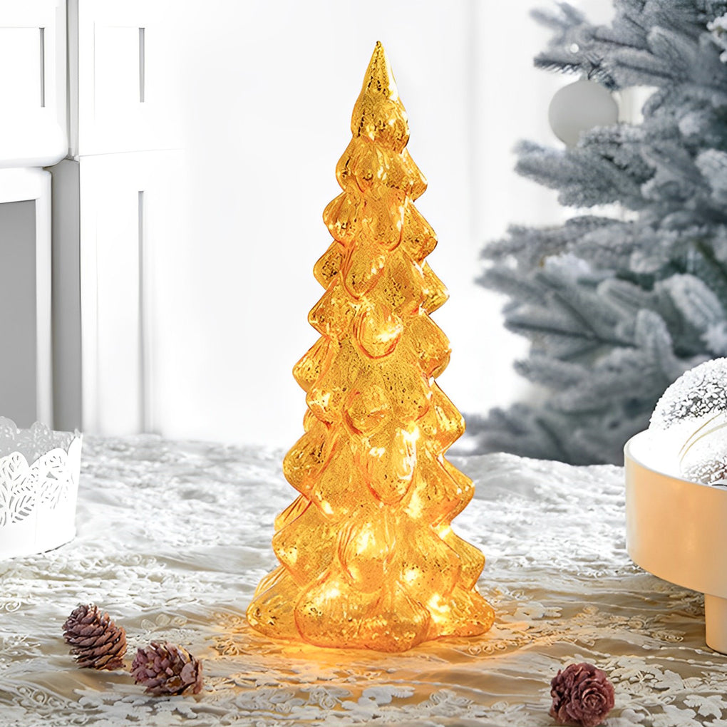 Tower Shaped Glass Decorative Lights Christmas Ornament Home Table Decor