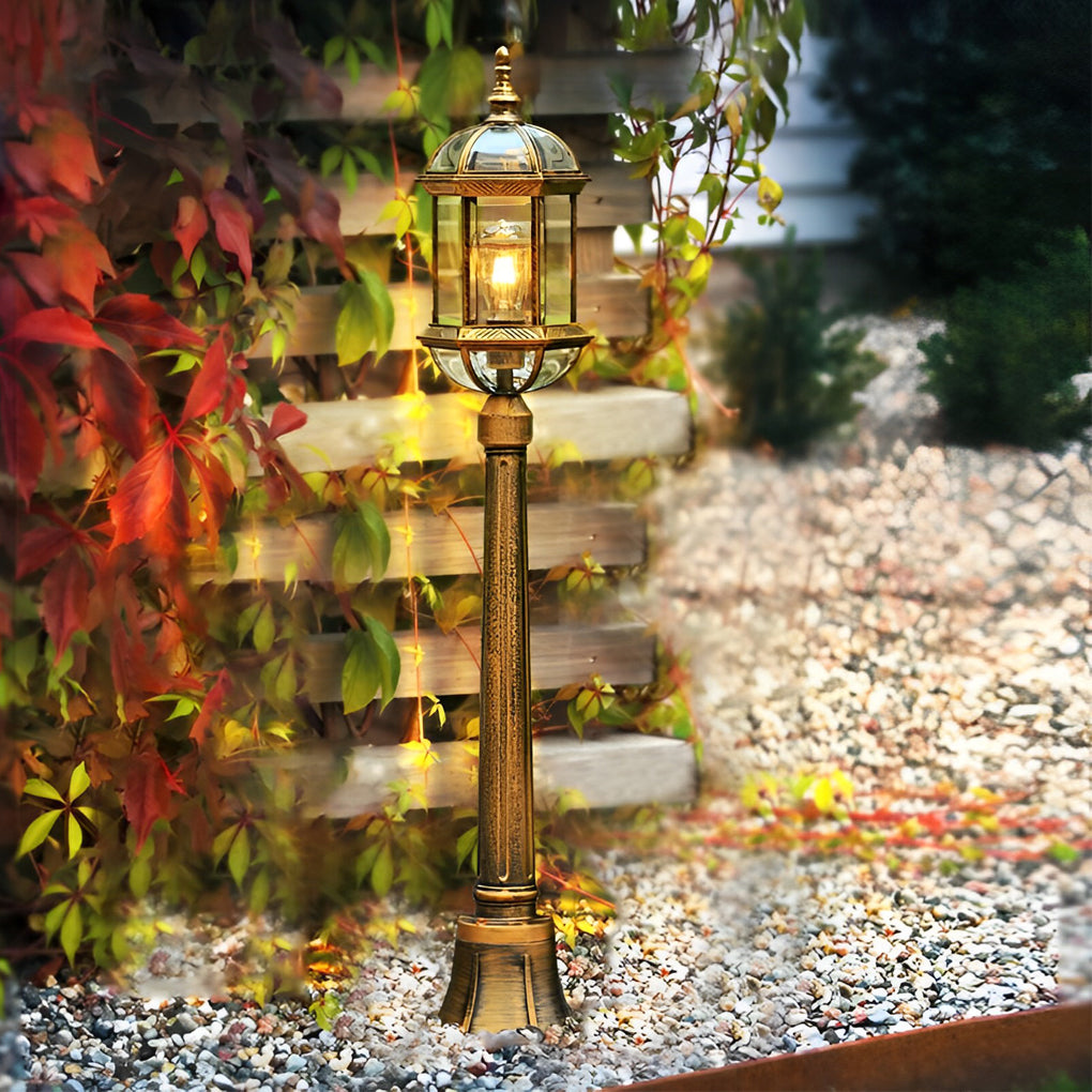 Vintage Golden LED Outdoor Pathway Light Luxury European-style Lawn Lamp