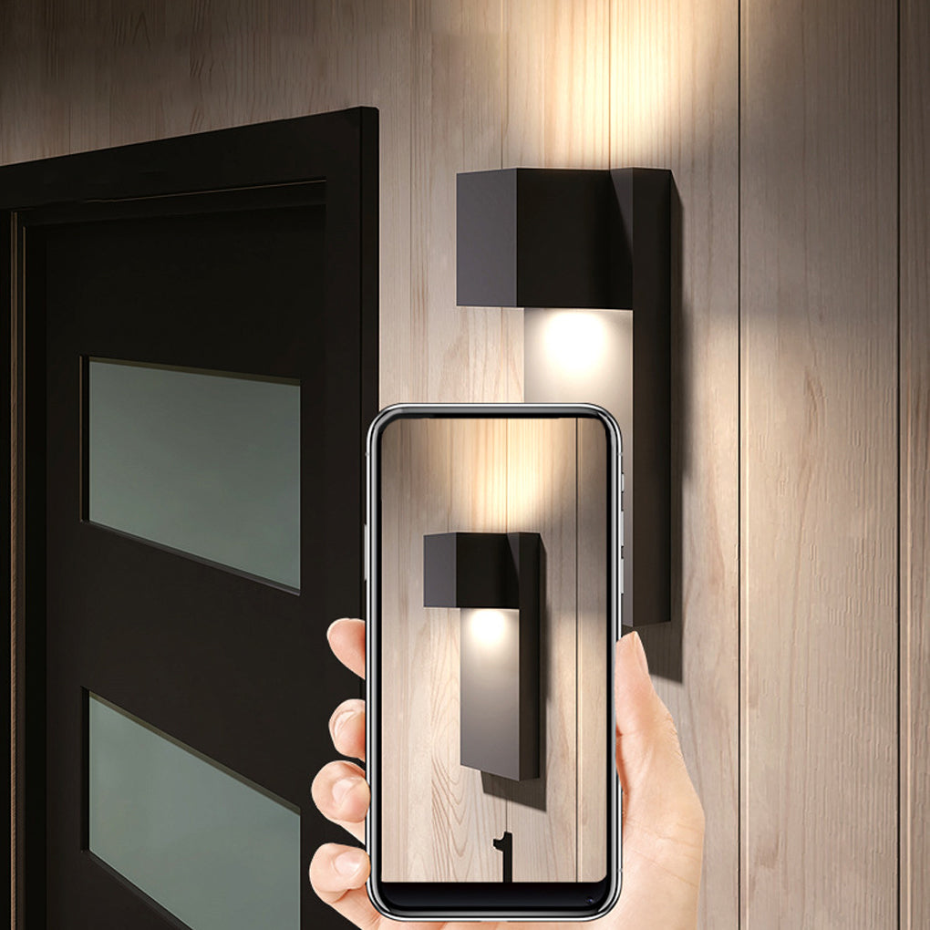 Square Waterproof LED Up and Down Lights Modern Outdoor Wall Lamp Wall Sconce Lighting