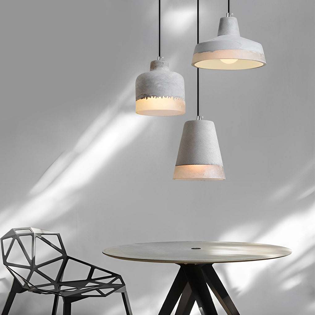Round Creative Resin Cement Minimalist Industrial Pendant Light Chandelier - Dazuma