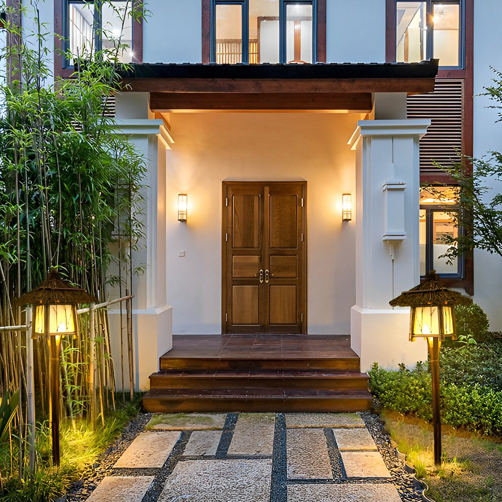 Branch Pattern Bamboo Style Lantern Versatile Outdoor Hanging and Post Light