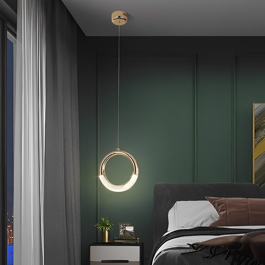 Ring Shaped LED Electroplated Metal Modern Pendant Light Hanging Lamp