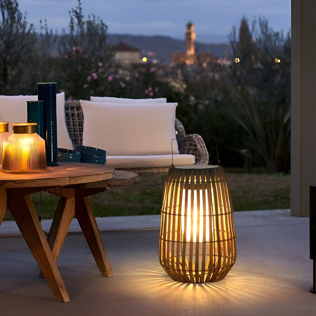 Portable Lantern Rattan LED Waterproof Solar Outdoor Lights Floor Lamp Lawn  Lights Camping Light for Villa Garden Yard – Dazuma