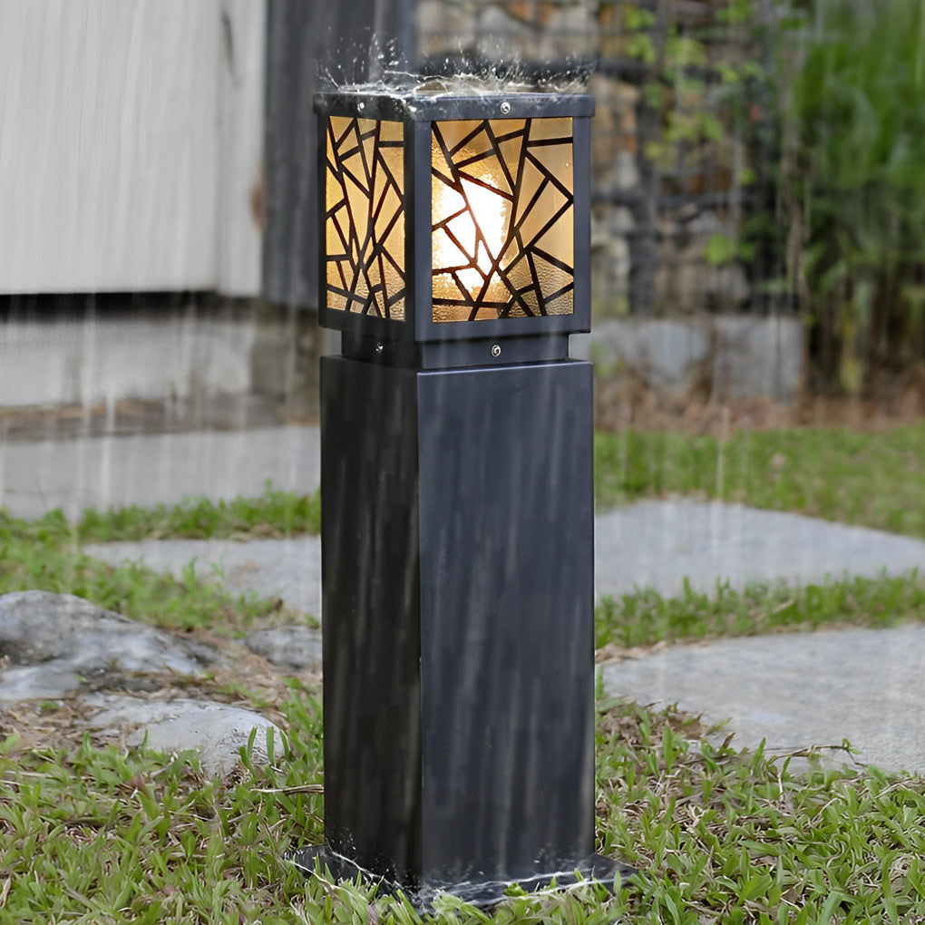 Modern Solar LED Path Lights Black Waterproof Outdoor Lawn Bollard Lights