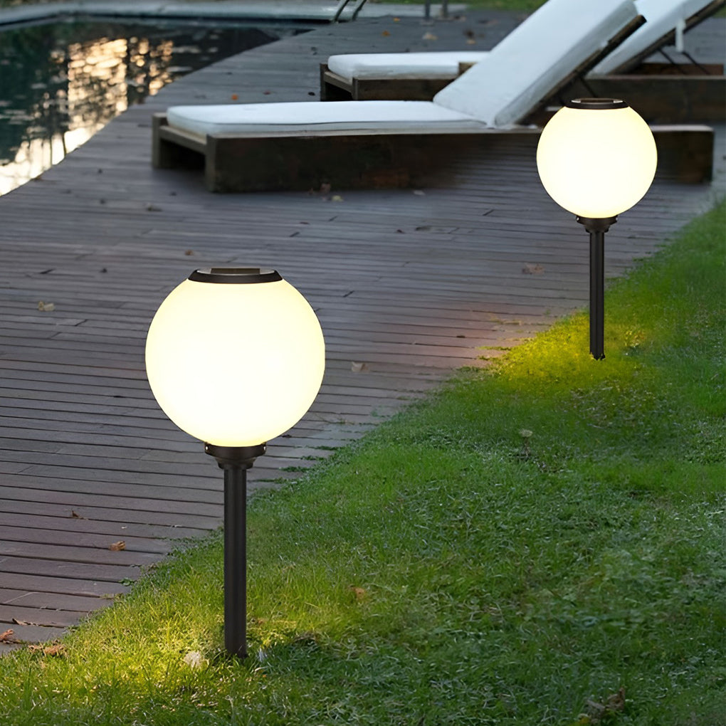 Adjustable Brightness LED Solar Pathway Lights Round Ball Design