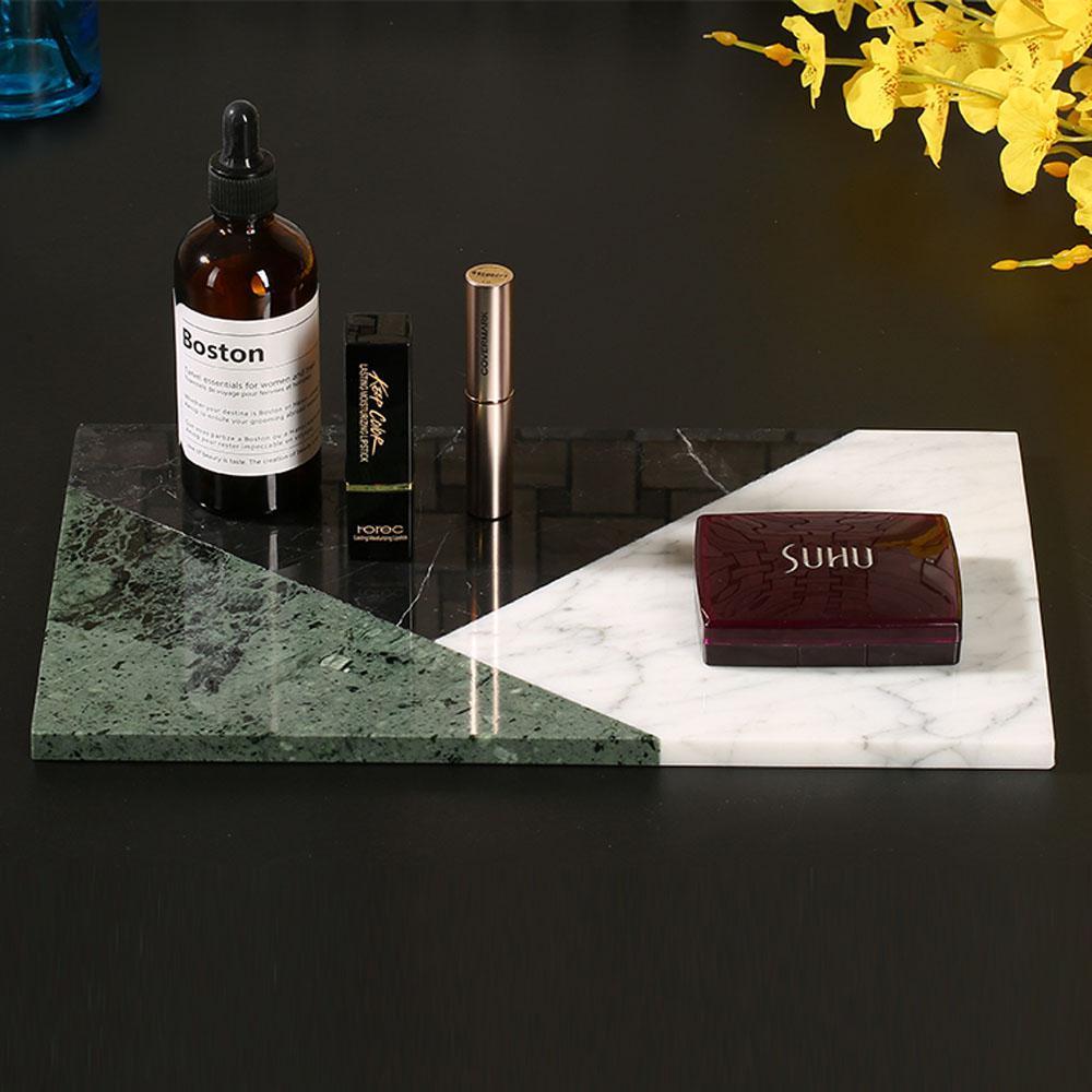 Marble Rectangular Serving Platter Cutting Board Appetizer Platter Black Green White