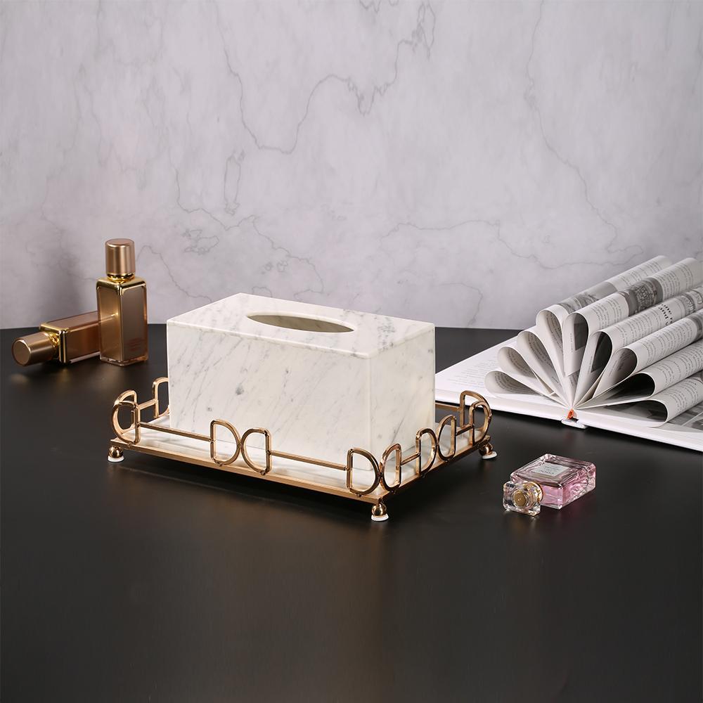 White Marble Tissue Holder Decorative Rectangular Tissue Box Holder