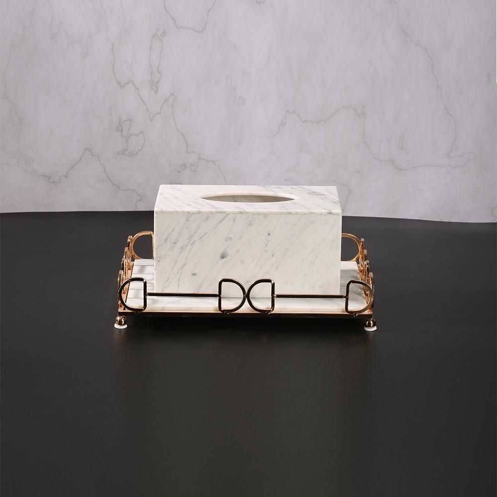 White Marble Tissue Holder Decorative Rectangular Tissue Box Holder