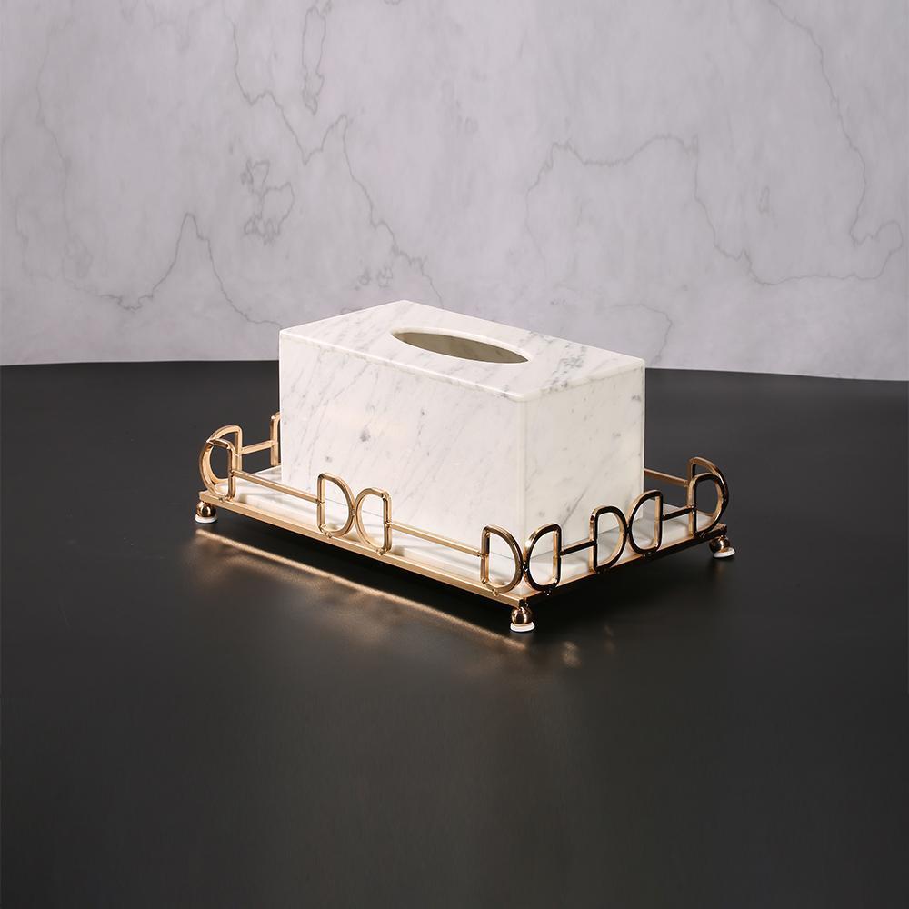 White Marble Tissue Holder Decorative Rectangular Tissue Box Holder