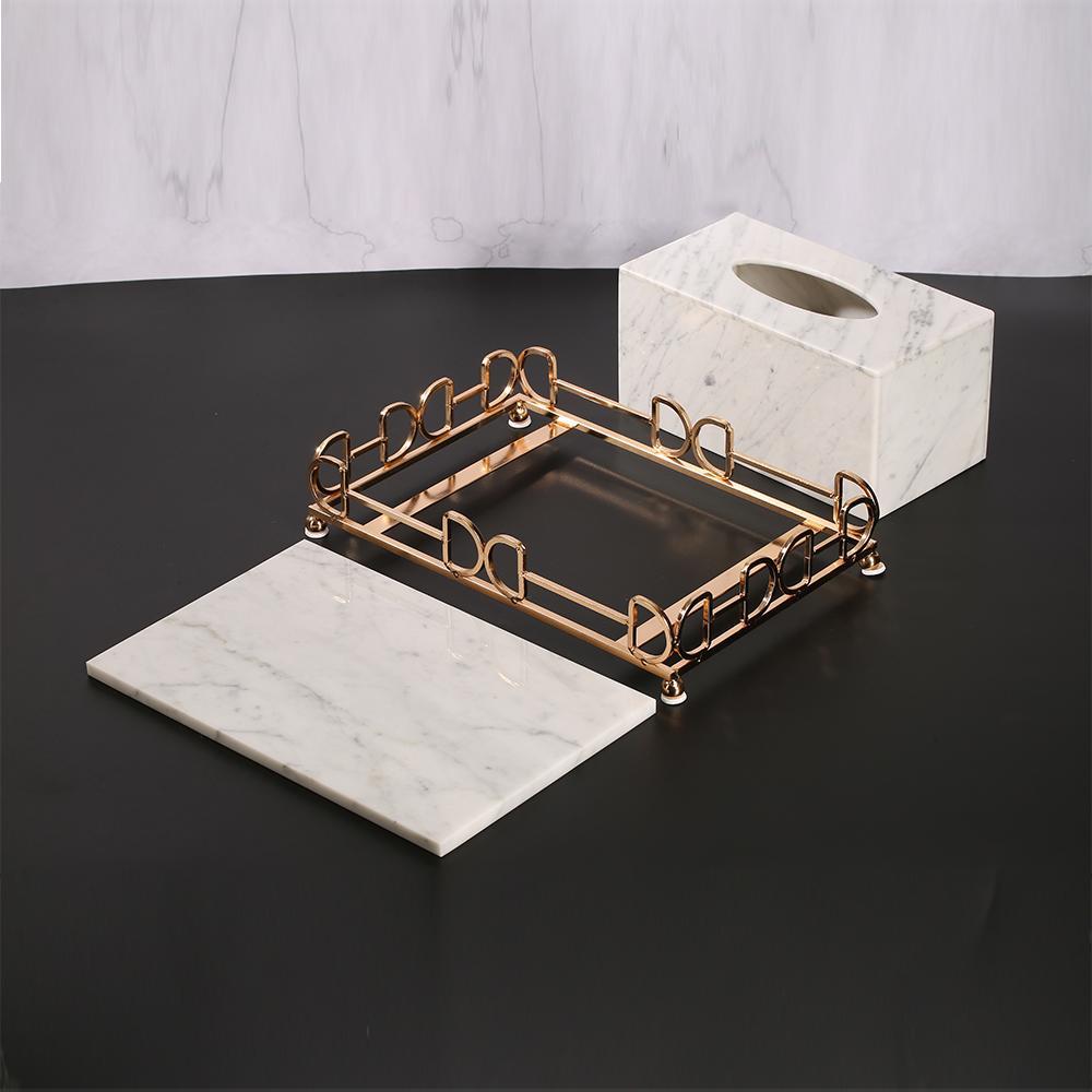 White Marble Tissue Holder Decorative Rectangular Tissue Box Holder