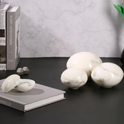 Round Custom Marble Family Ornament White Ornament Set with White Lids