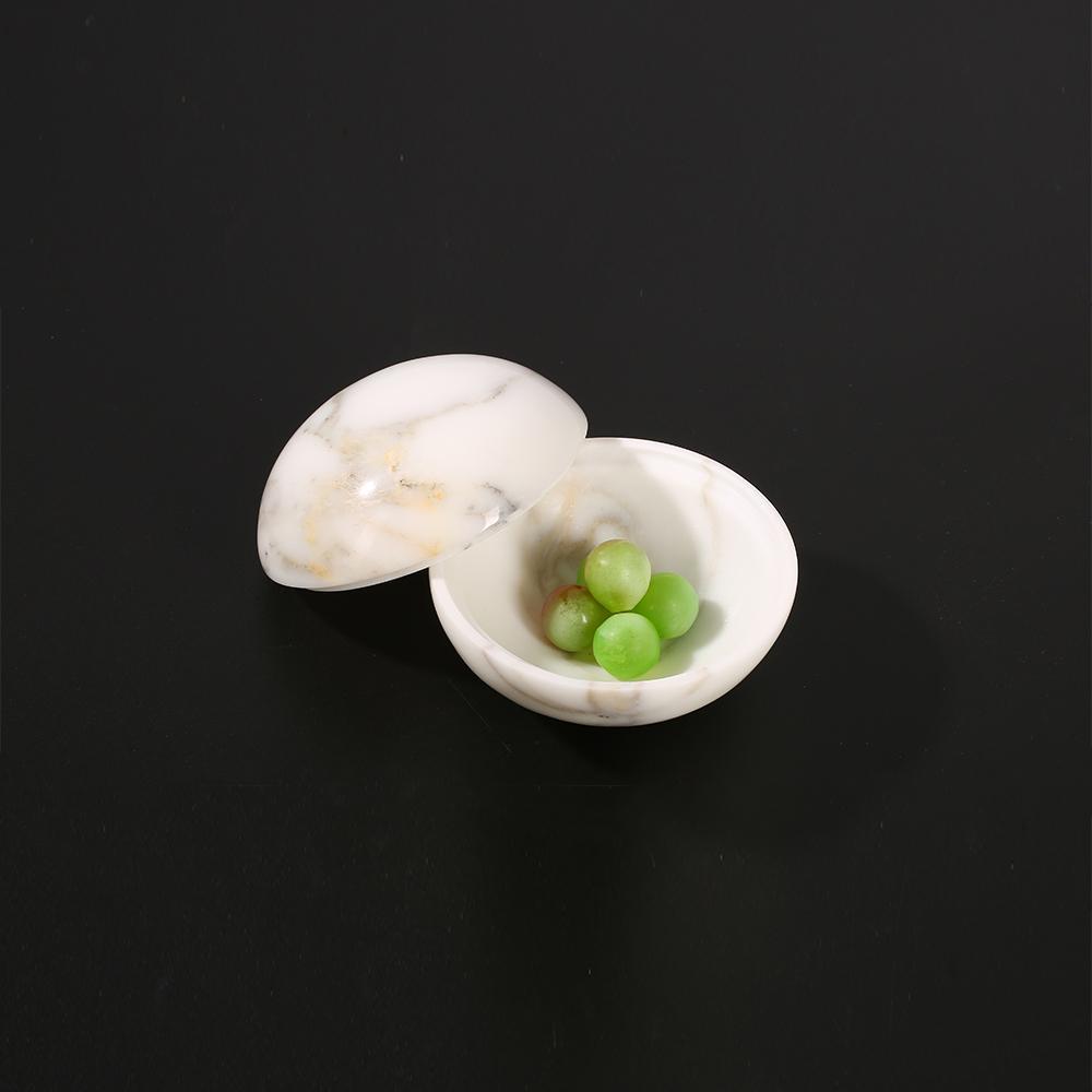 Round Custom Marble Family Ornament White Ornament Set with White Lids