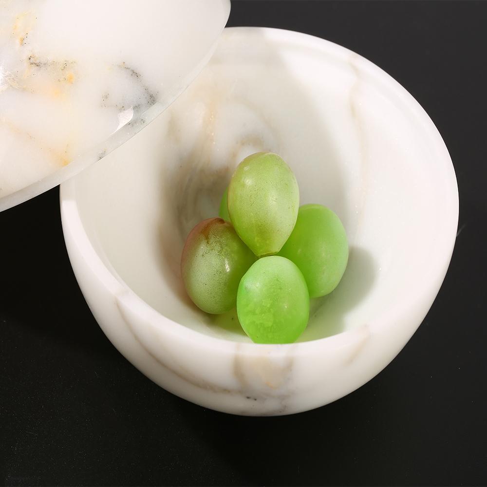 Round Custom Marble Family Ornament White Ornament Set with White Lids