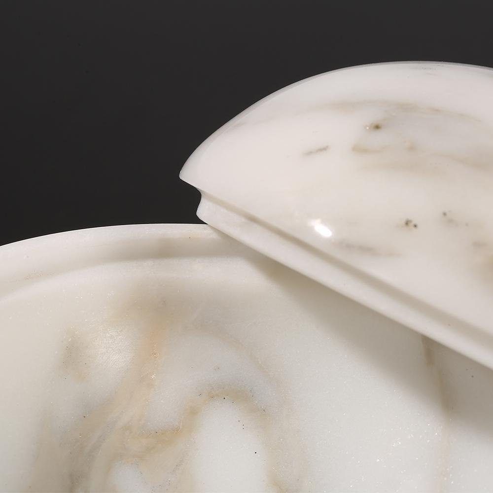 Round Custom Marble Family Ornament White Ornament Set with White Lids