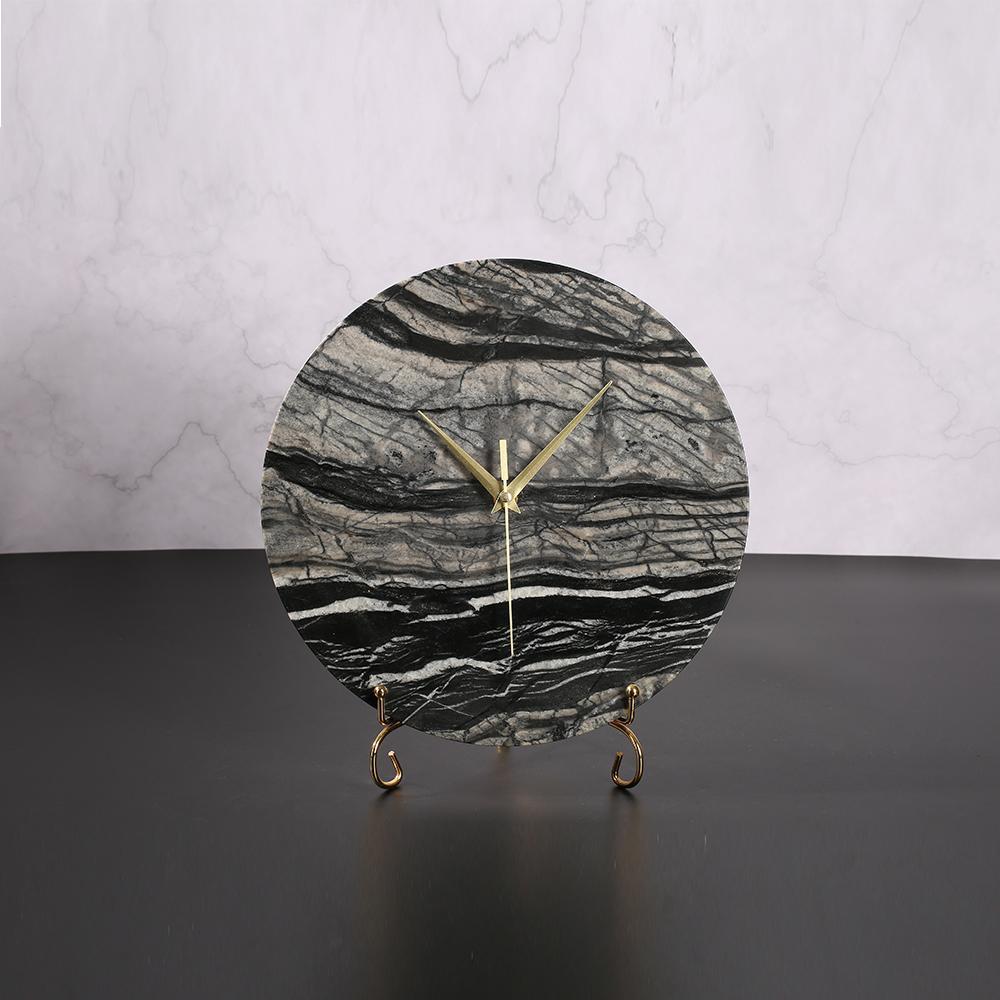 Modern Rustic Marble Desk Clock Antique Personalized Table Clocks Round