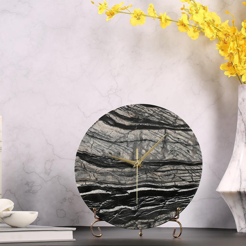 Modern Rustic Marble Desk Clock Antique Personalized Table Clocks Round