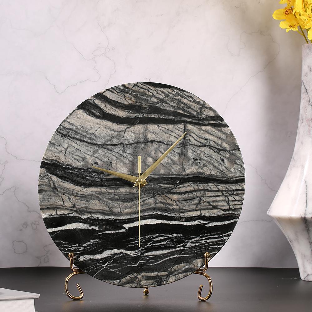 Modern Rustic Marble Desk Clock Antique Personalized Table Clocks Round