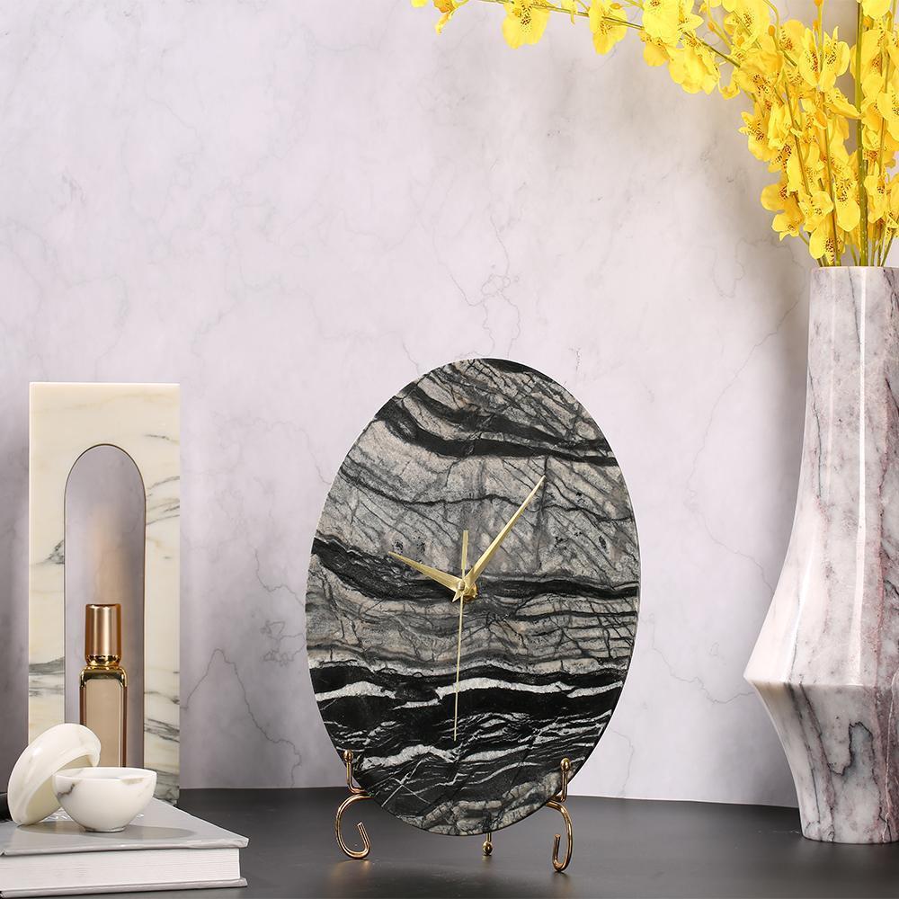 Modern Rustic Marble Desk Clock Antique Personalized Table Clocks Round