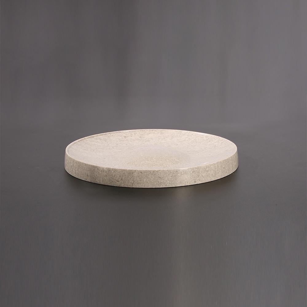 Round Stone Fruit Serving Tray Cheese Cookie Dessert Cake Tray Gray