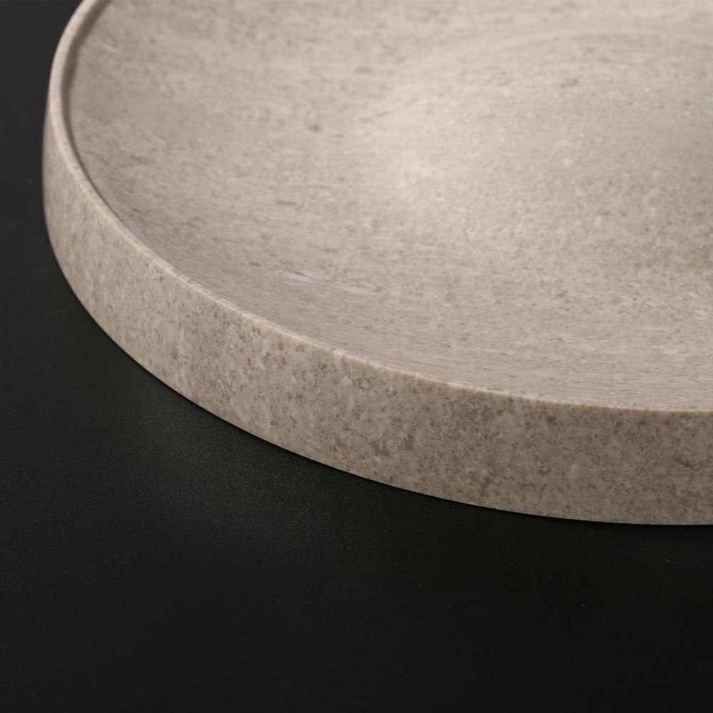 Round Stone Fruit Serving Tray Cheese Cookie Dessert Cake Tray Gray