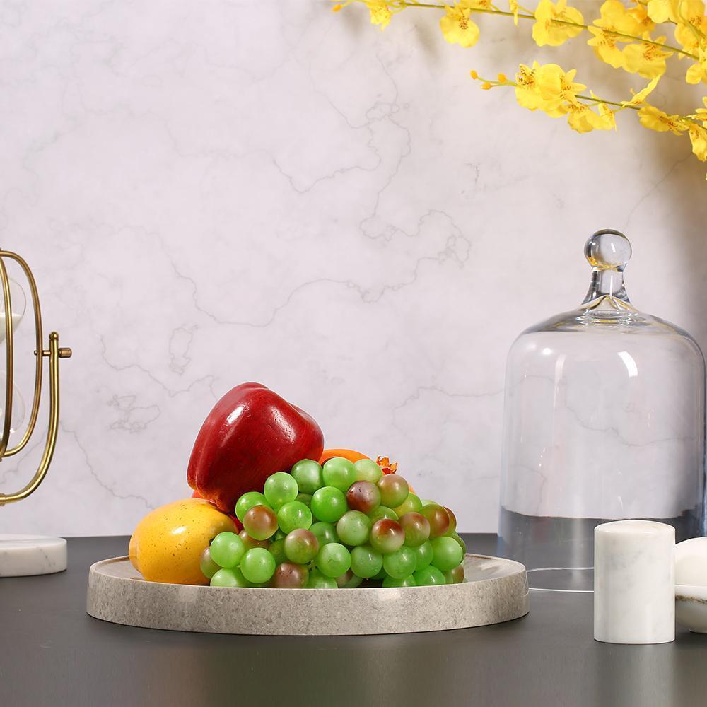 Round Stone Fruit Serving Tray Cheese Cookie Dessert Cake Tray Gray