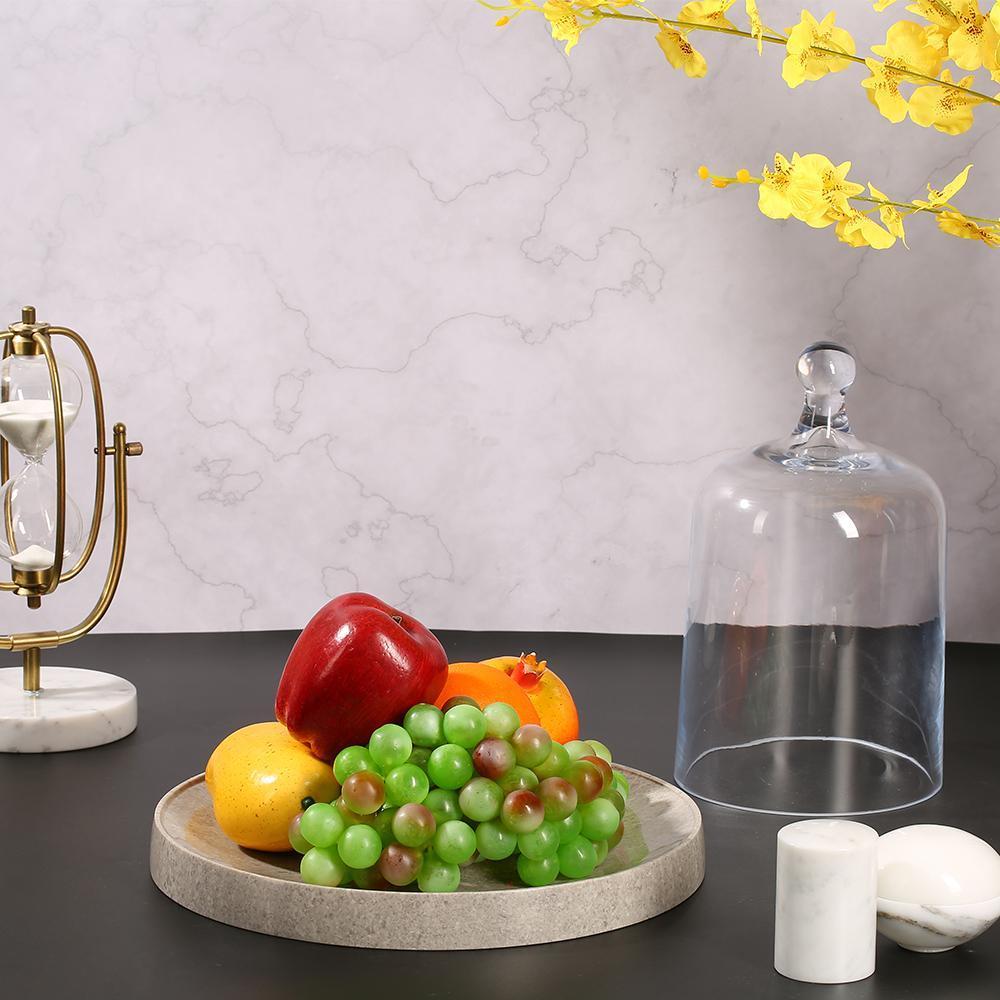 Round Stone Fruit Serving Tray Cheese Cookie Dessert Cake Tray Gray