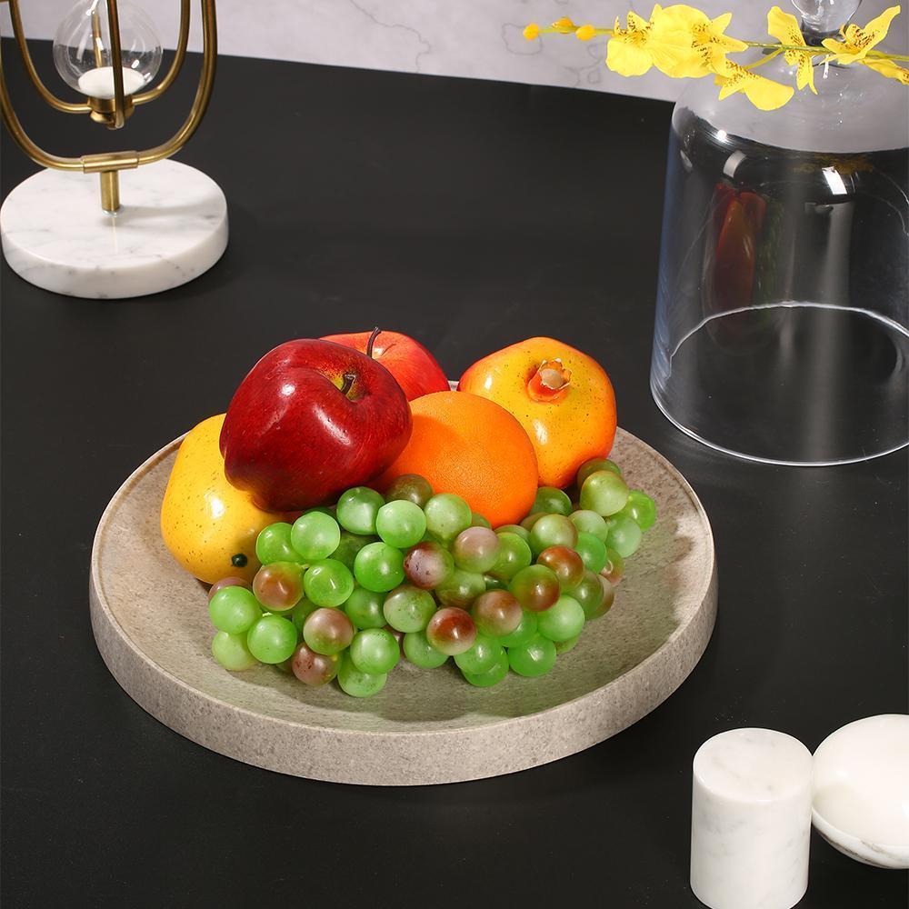 Round Stone Fruit Serving Tray Cheese Cookie Dessert Cake Tray Gray