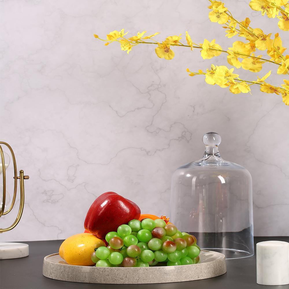 Round Stone Fruit Serving Tray Cheese Cookie Dessert Cake Tray Gray