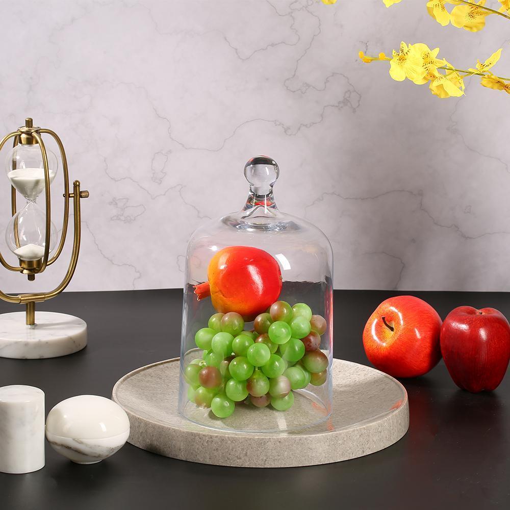 Round Stone Fruit Serving Tray Cheese Cookie Dessert Cake Tray Gray