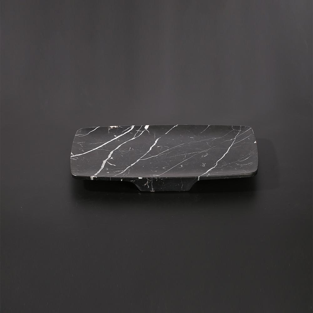 Marble Long Oval Serving Tray Fruit Tray Large Seafood Platter Black