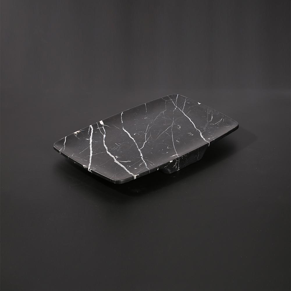 Marble Long Oval Serving Tray Fruit Tray Large Seafood Platter Black