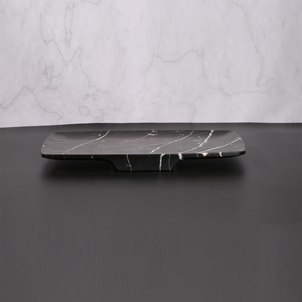 Marble Long Oval Serving Tray Fruit Tray Large Seafood Platter Black