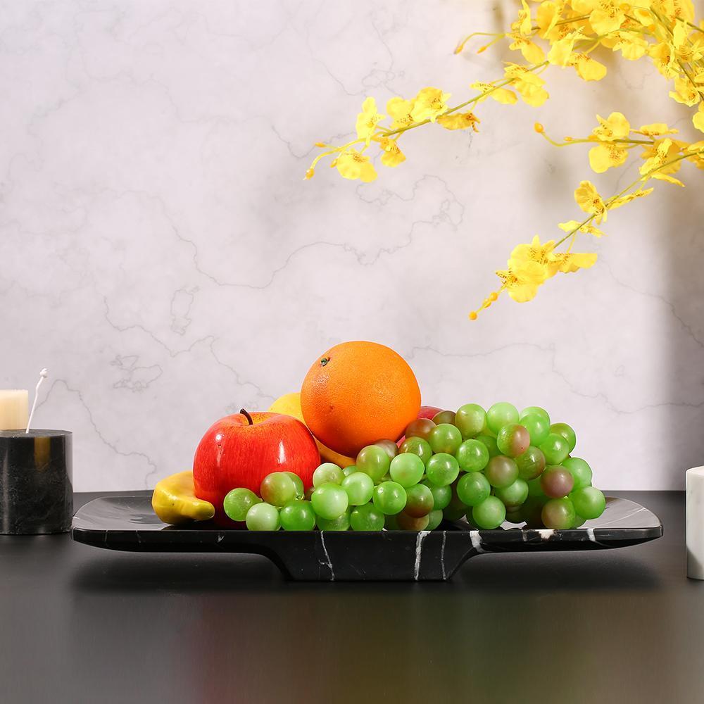 Marble Long Oval Serving Tray Fruit Tray Large Seafood Platter Black
