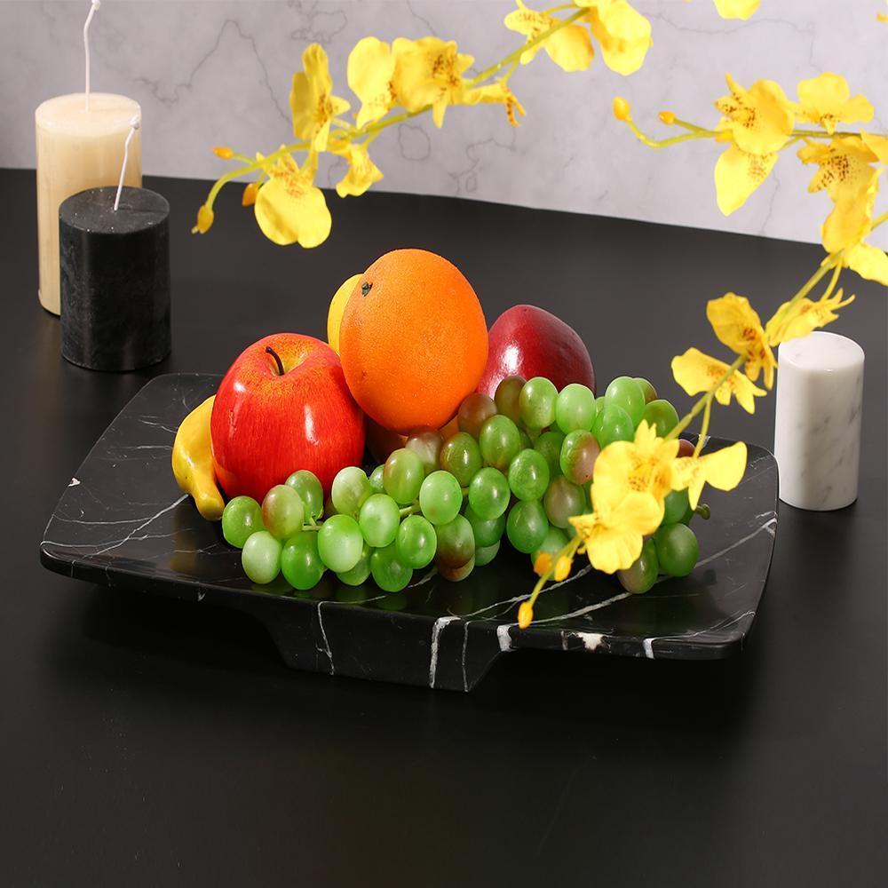 Marble Long Oval Serving Tray Fruit Tray Large Seafood Platter Black