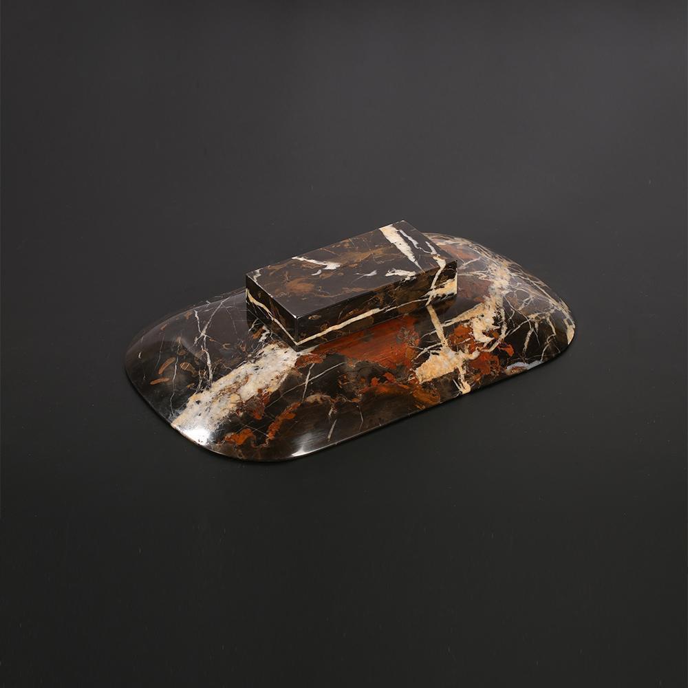 Marble Long Food Serving Tray Kitchen Desk Fruit Tray Sushi Plate Black Gold