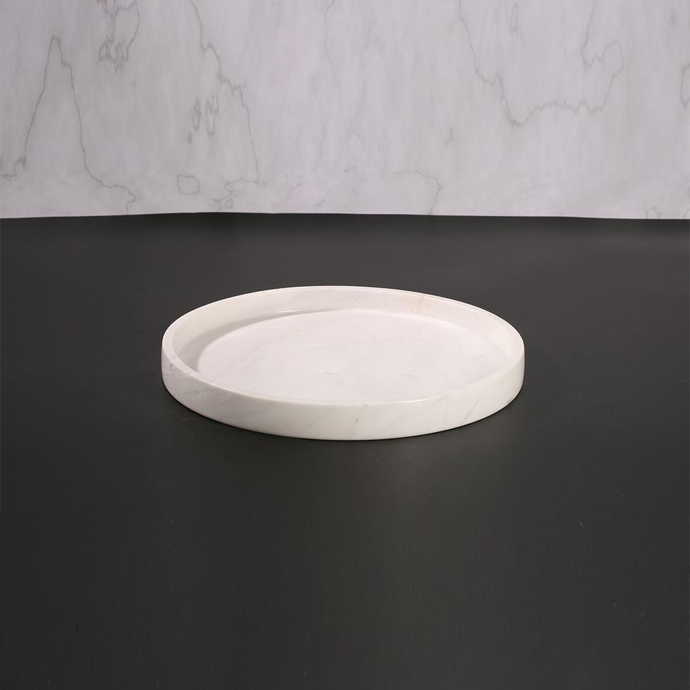 Marble Round Serving Tray for Tea Coffee Decorative Tray White