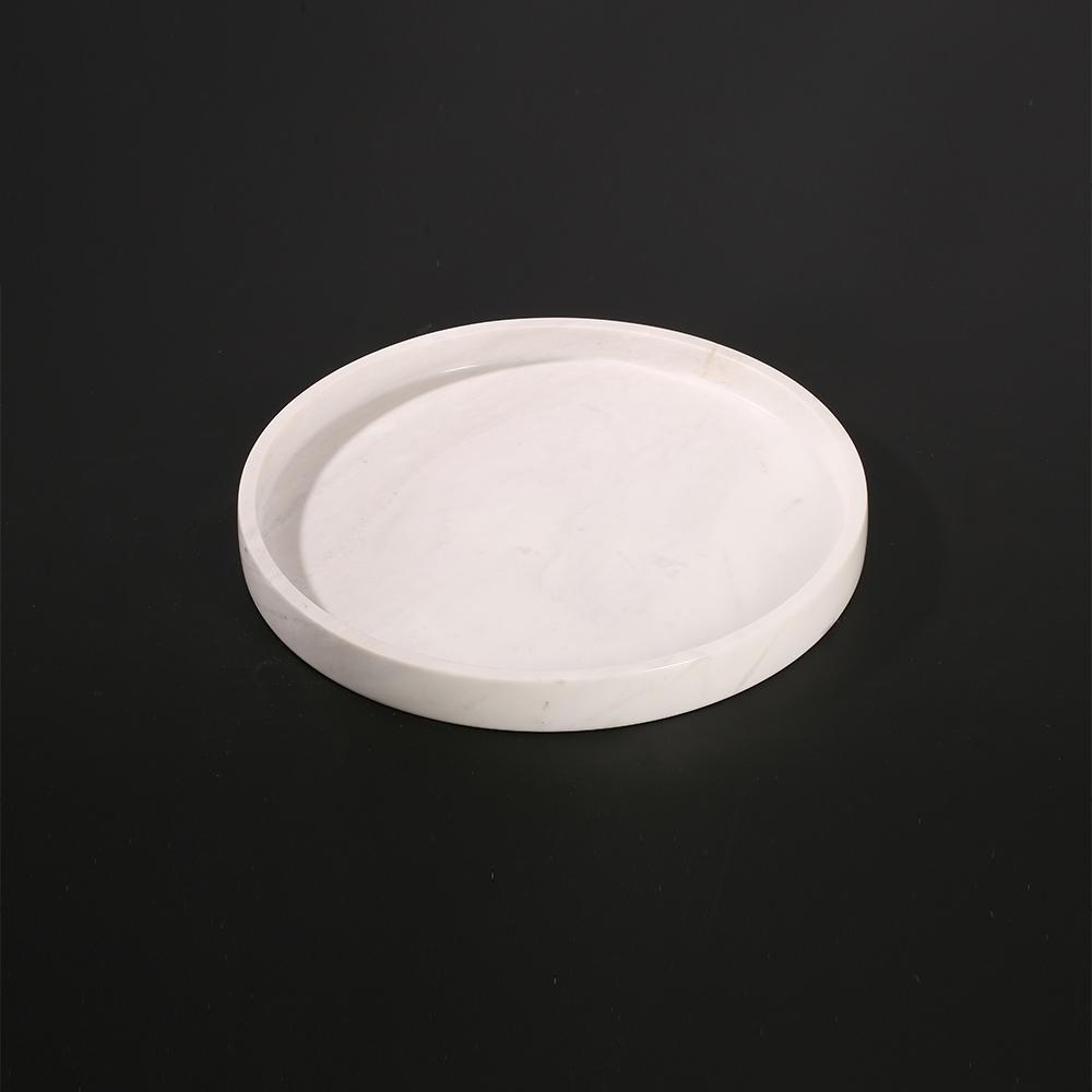 Marble Round Serving Tray for Tea Coffee Decorative Tray White