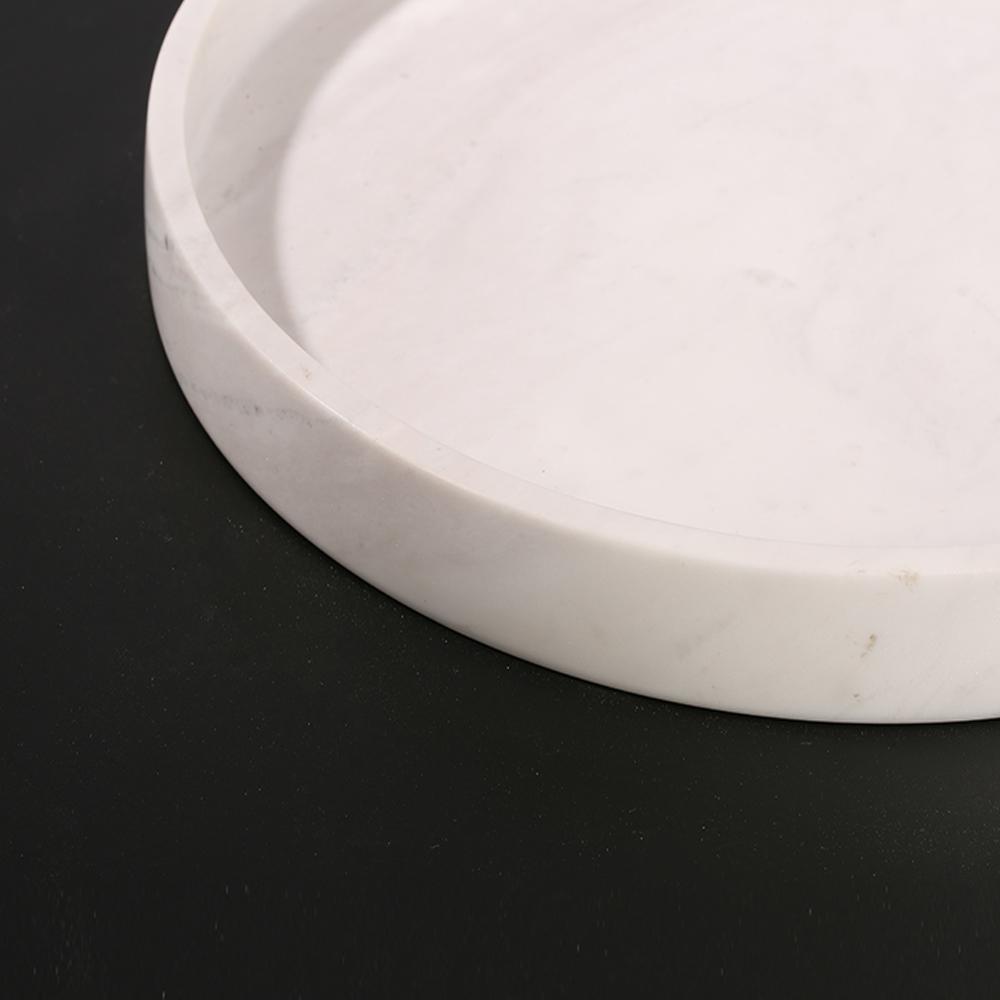 Marble Round Serving Tray for Tea Coffee Decorative Tray White