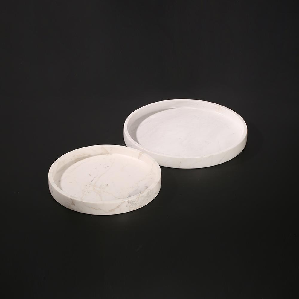 Marble Round Serving Tray for Tea Coffee Decorative Tray White