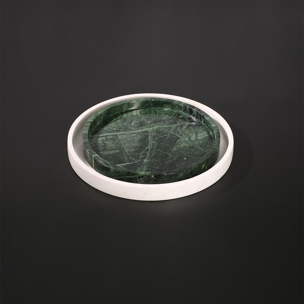 Marble Round Serving Tray for Tea Coffee Decorative Tray White