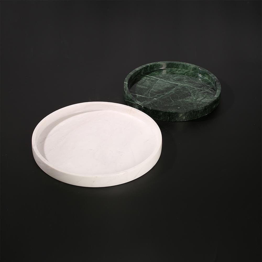 Marble Round Serving Tray for Tea Coffee Decorative Tray White