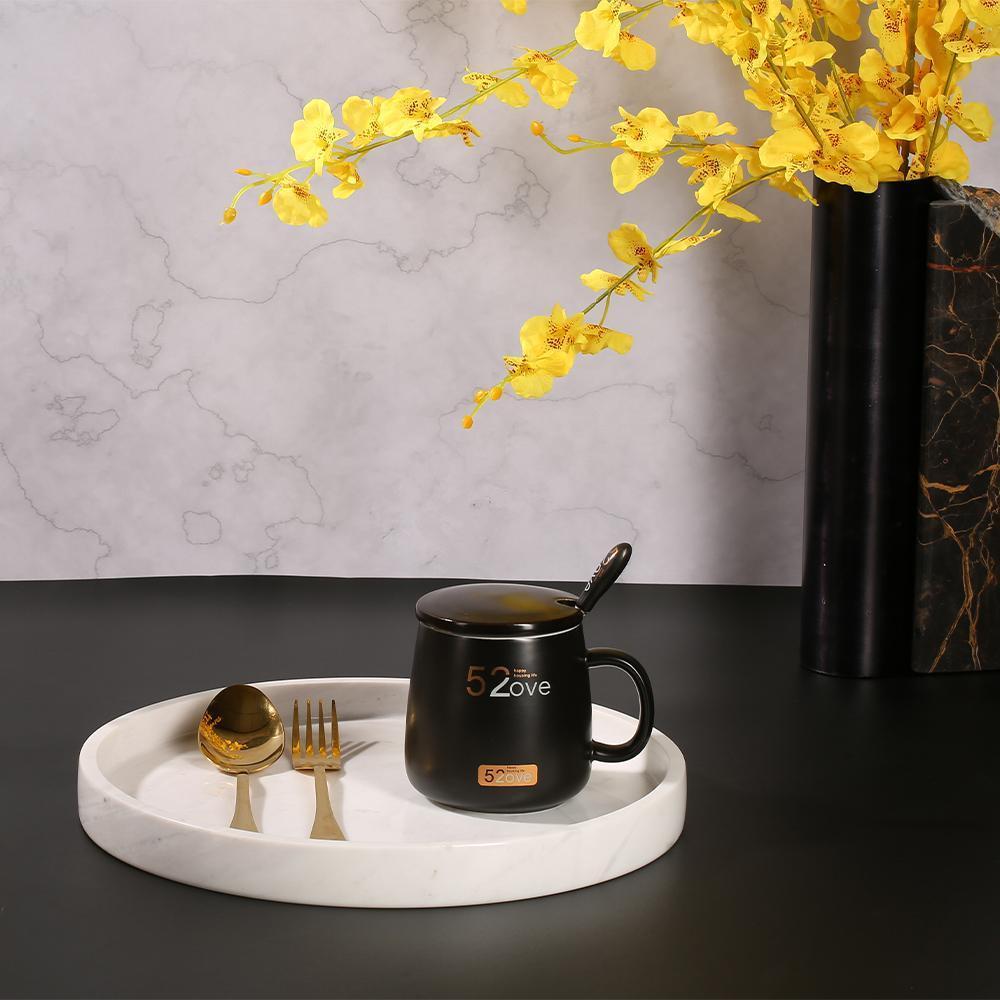 Marble Round Serving Tray for Tea Coffee Decorative Tray White