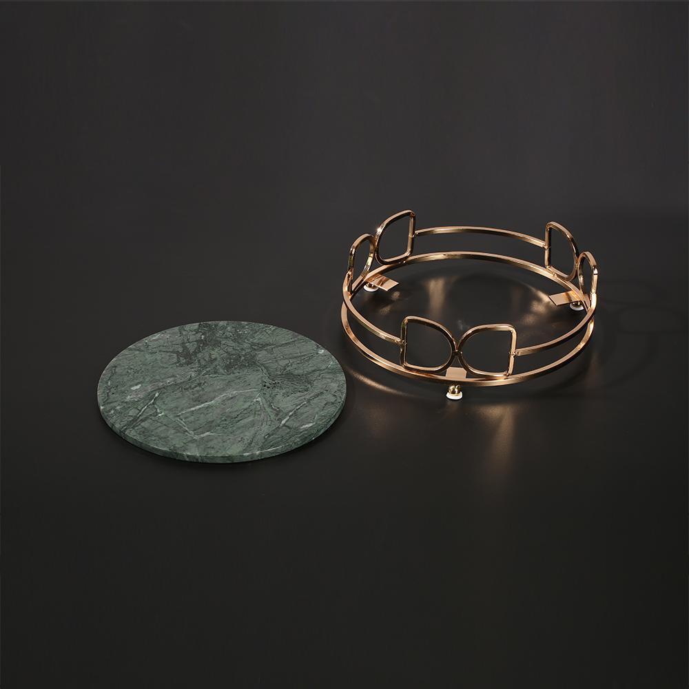 Marble Vanity Perfume Gold Holder Tray Storage Desk Tray Round Green