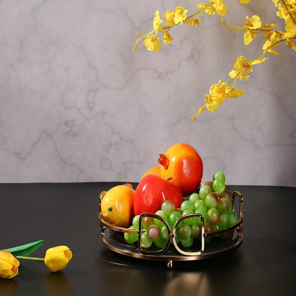 Marble Vanity Perfume Gold Holder Tray Storage Desk Tray Round Green