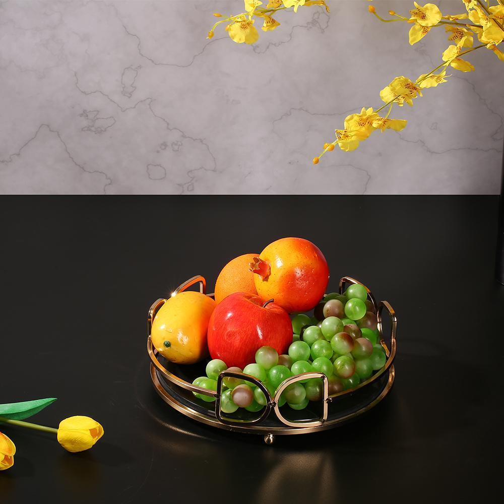 Marble Vanity Perfume Gold Holder Tray Storage Desk Tray Round Green