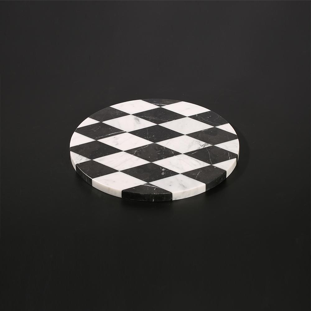 Round Marble Serving Board Sushi Platter Cheese Platter Black White